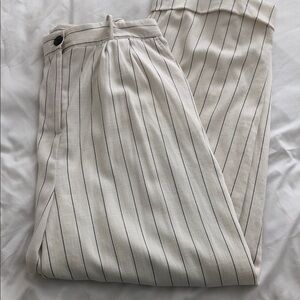 Striped Cream Wide Leg Pants